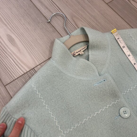 Clodagh Callaghan Size 12 Light Blue 100% Boiled Wool Button Front Blazer Jacket - Picture 11 of 11